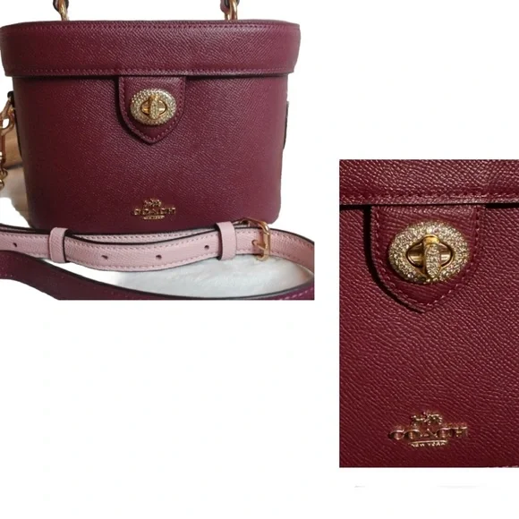 SOLD!! COACH Kay Crossbody With Glitter In Black Cherry Leather - Picture 5 of 14